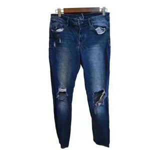 P7033 medium wash skinny R1893 distressed jean size 12